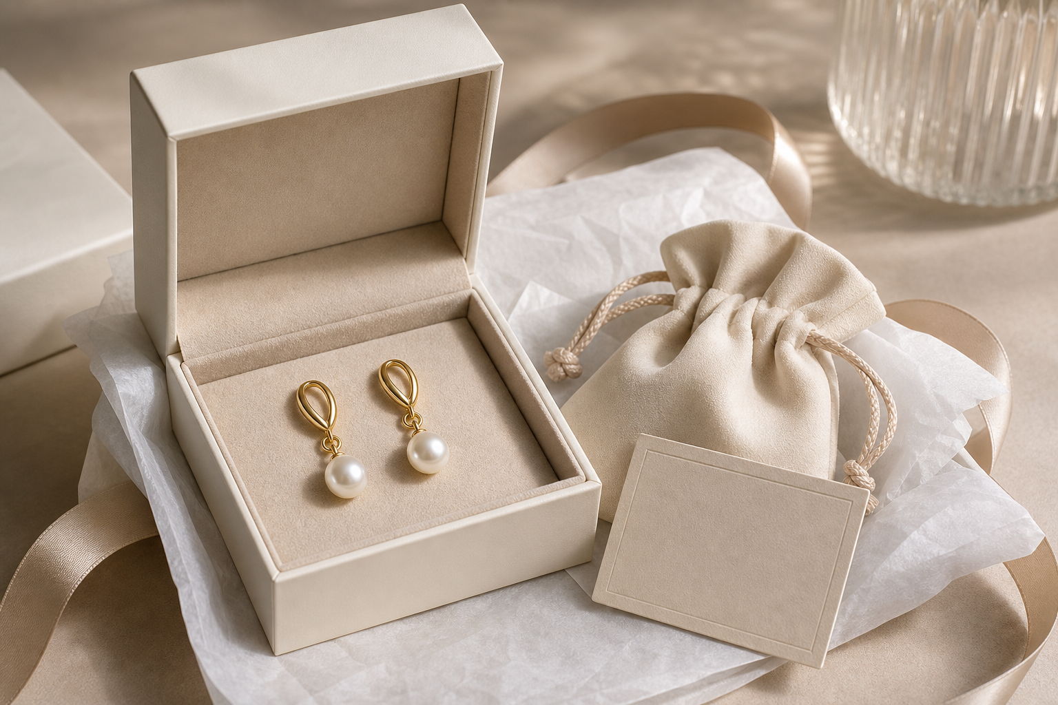 Gift box with pearl earrings